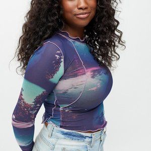 Urban Outfitters Cairo Mesh Mock Neck Top